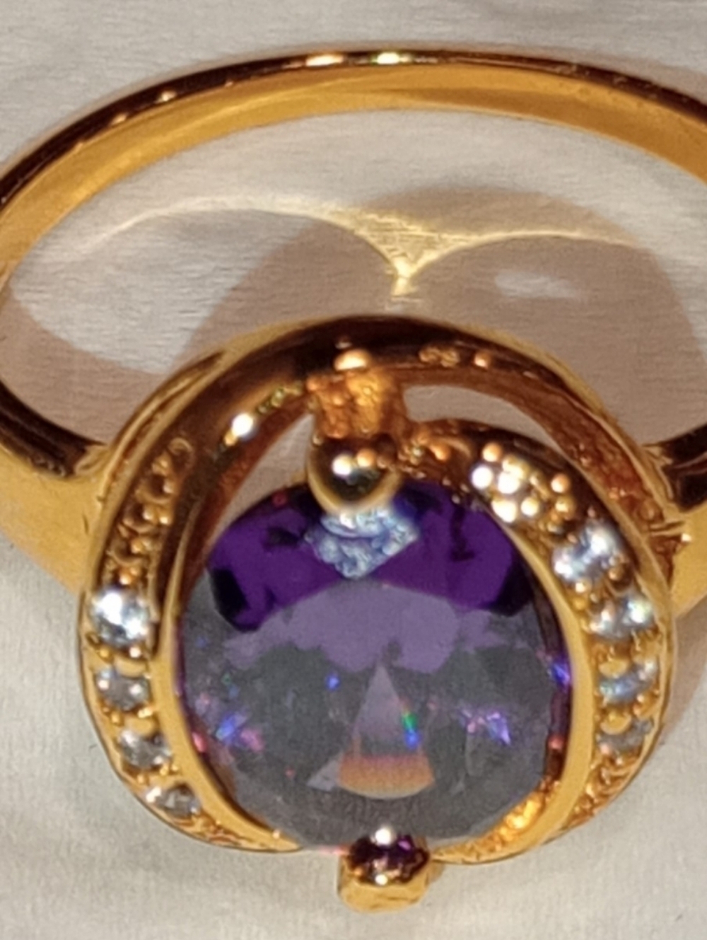 Vintage Ring Gold and Purple Women's Cocktail Ring